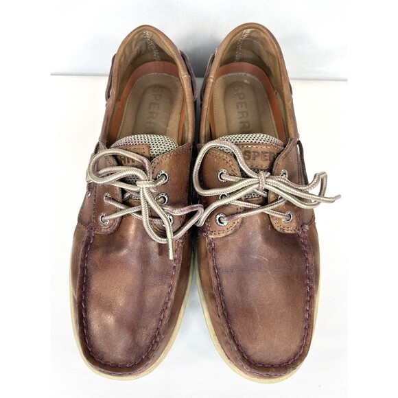 Sperry Top Sider Men's Size 9 W Brown Low Top Leather Boat Shoes - Picture 3 of 11